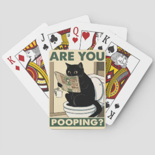 Hilarious Cat Reading Paper in Bathroom Poker Cards
