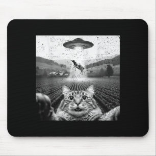 Hilarious Cat Selfie Ufo Cow Abduction Alien Meme  Mouse Pad