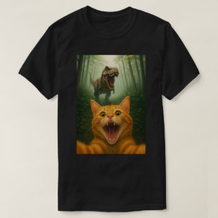 Hilarious Cat Selfie with T-Rex – Cat Selfie Art T-Shirt