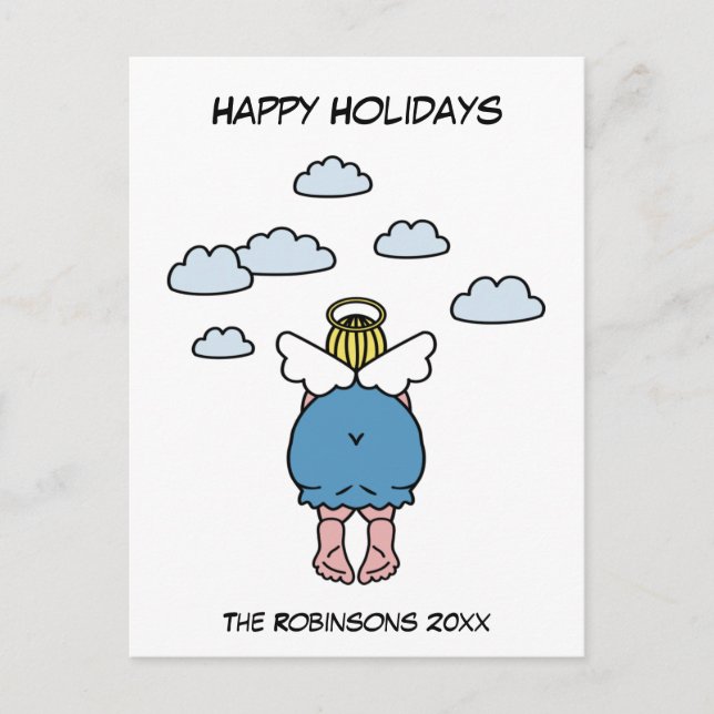 Hilarious Chubby Angel Humor Happy Holidays X-Mas Postcard (Front)