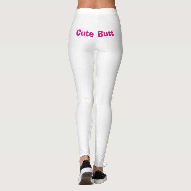 Hilarious Cute Butt Pink White 4Ann Leggings (Back)