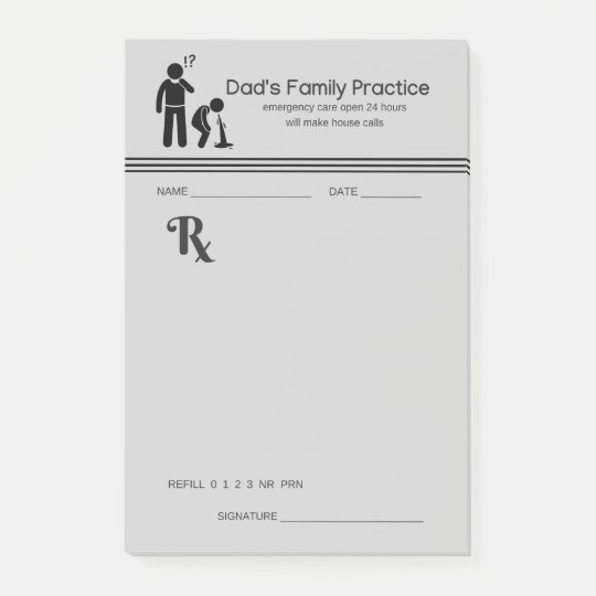 Hilarious Dad's Family Practice Prescription Pad Postit Notes