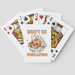 Hilarious Fish in a Shell Art Poker Cards