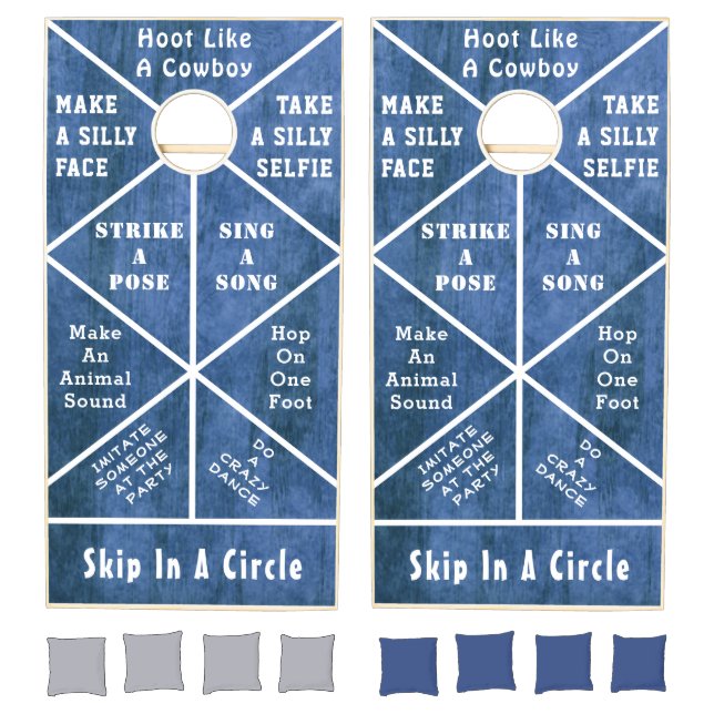 Hilarious Fun Blue Wood Cornhole Set (Set)