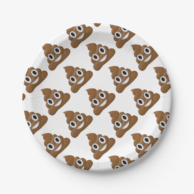 Hilarious fun poop-emoji - Poo cartoon design Paper Plates (Front)