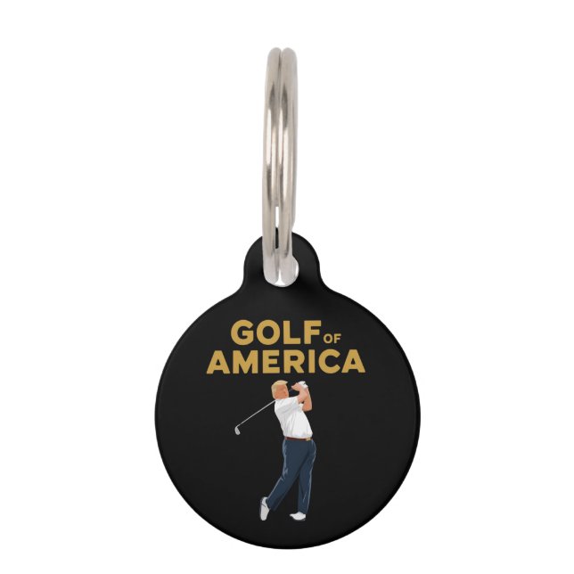 Hilarious Funny Golf of America Meme Trump Pun  Pet ID Tag (Front)