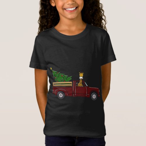Hilarious Giraffe Drive Christmas Tree Truck Xmas T_Shirt