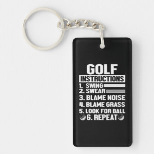 Hilarious Golf Instructions Novelty Idea For Keychain