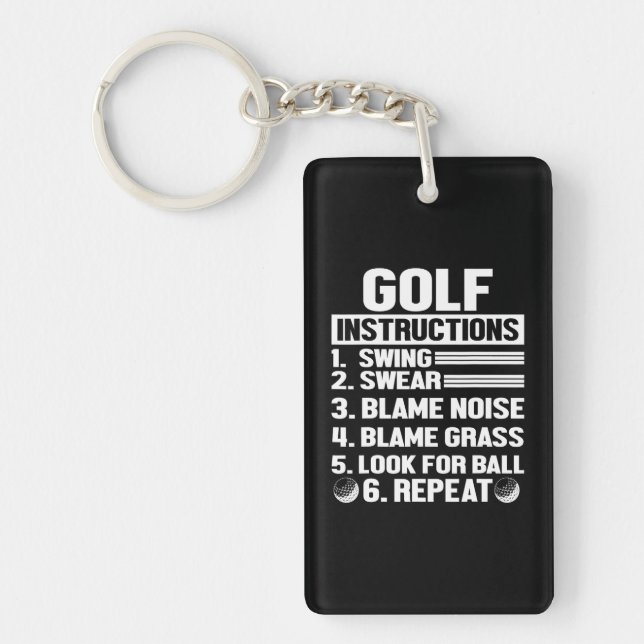 Hilarious Golf Instructions Novelty Idea For Keychain (Front)