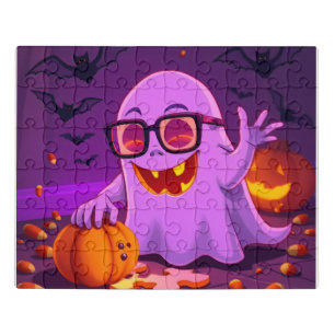 Hilarious HalloweenPuzzle Unique SpookyPumpkin Art Jigsaw Puzzle
