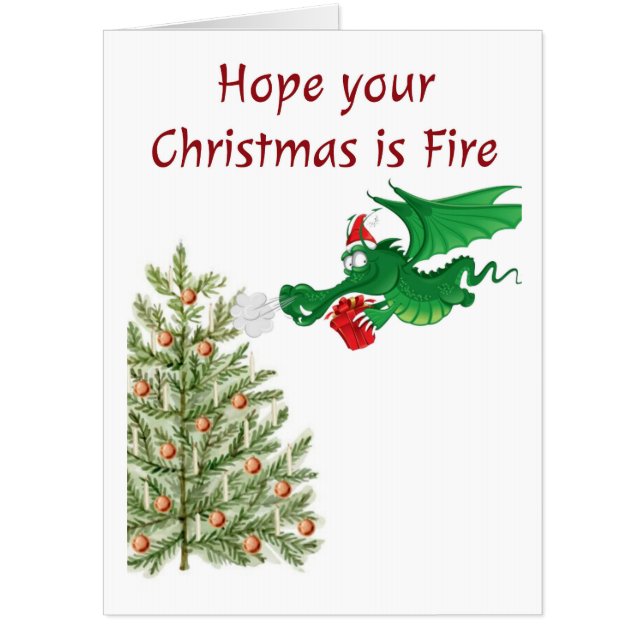 Hilarious Holiday Greeting featuring a cute dragon Card (Front)