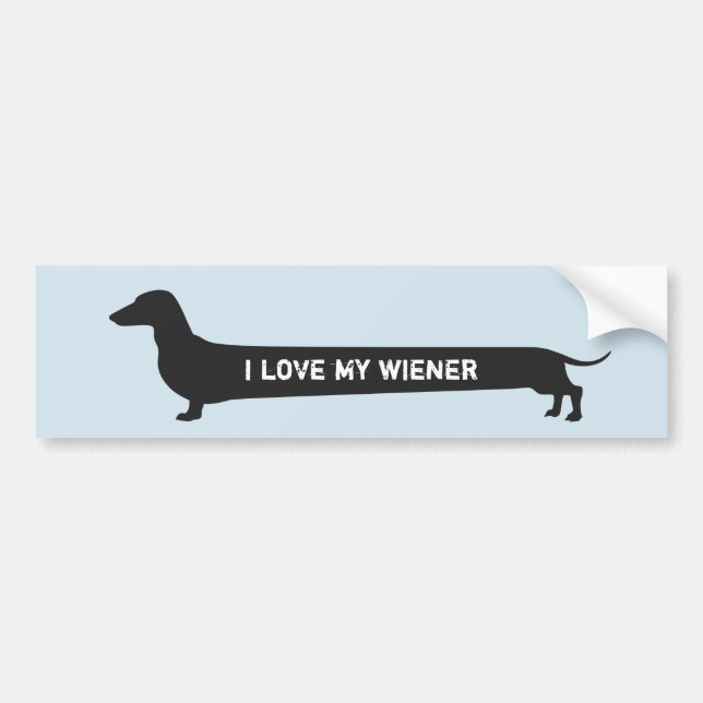 Hilarious "I love my Wiener" dachshund silhouette Bumper Sticker (Front)