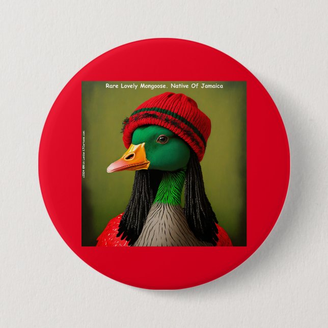 Hilarious Jamaican Reggae Mongoose Canada Goose Button (Front)