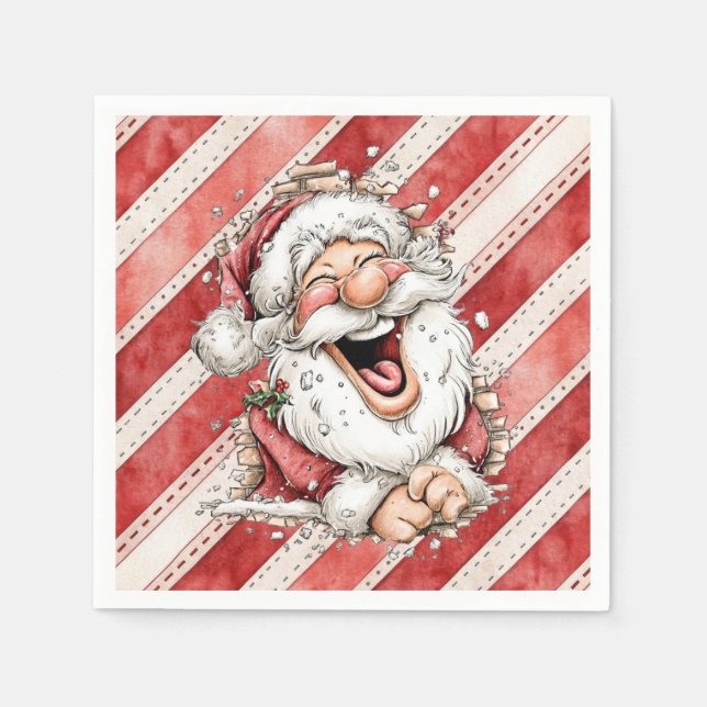 Hilarious Laughing Santa Claus Napkins (Front)