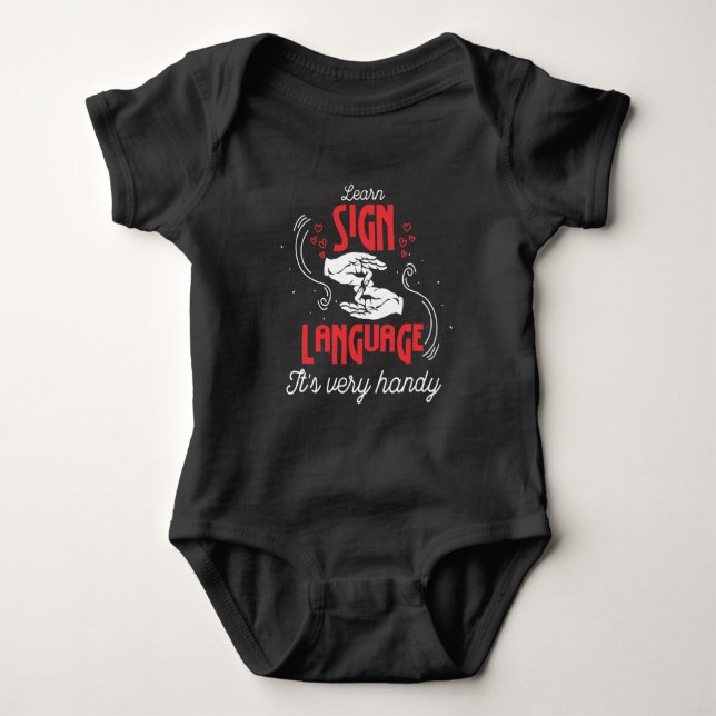 Hilarious Learn American Sign Language Humor Baby Bodysuit (Front)