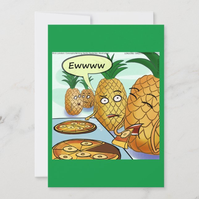Hilarious LTCartoons Pineapple Pizza Cartoon Card (Front)
