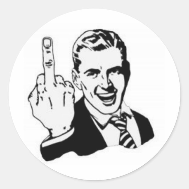 hilarious middle finger classic round sticker (Front)