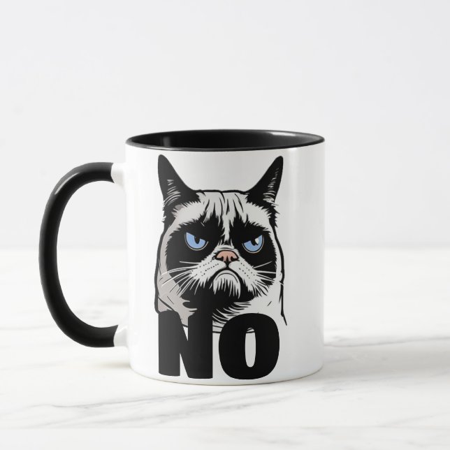 Hilarious No Means No Cat Saying Gift Mug (Left)
