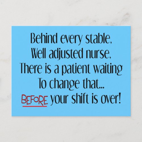 Hilarious Nurse Gifts Behind Every Stable Nurse Postcard