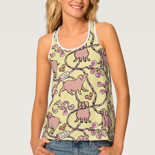 Hilarious pattern Chinese Pig Year Yellow Woman T Tank Top (Front)