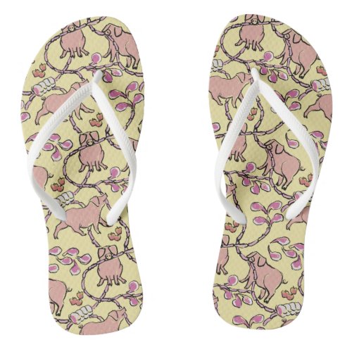Hilarious pattern Chinese Pig Year Yellow Women FF Flip Flops