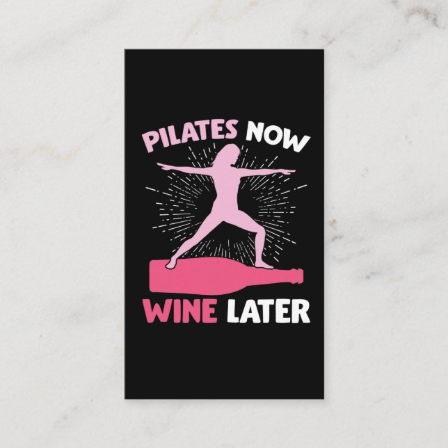 Hilarious Pilates Athlete Gift Wine Drinking Woman Business Card (Front)