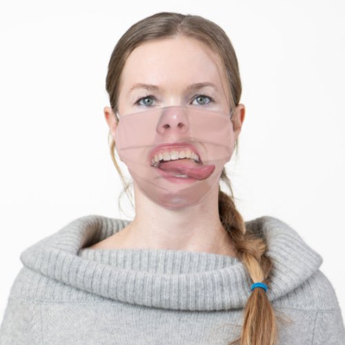 Hilarious Pointing Tongue Face Mouth Humor Lips Adult Cloth Face Mask