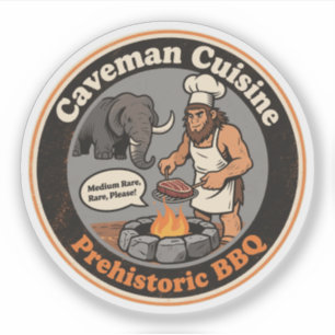 Hilarious Prehistoric BBQ Fun Sticker