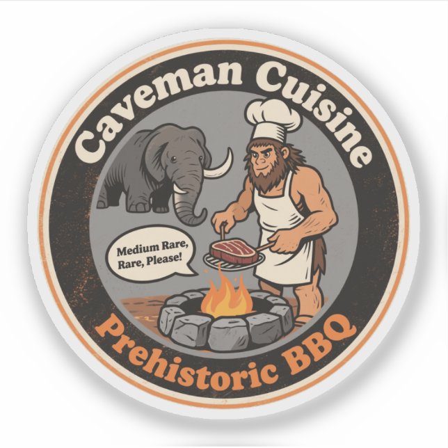 Hilarious Prehistoric BBQ Fun Sticker (Front)