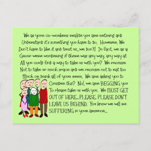 Hilarious Retirement Card--From The Gang! Postcard