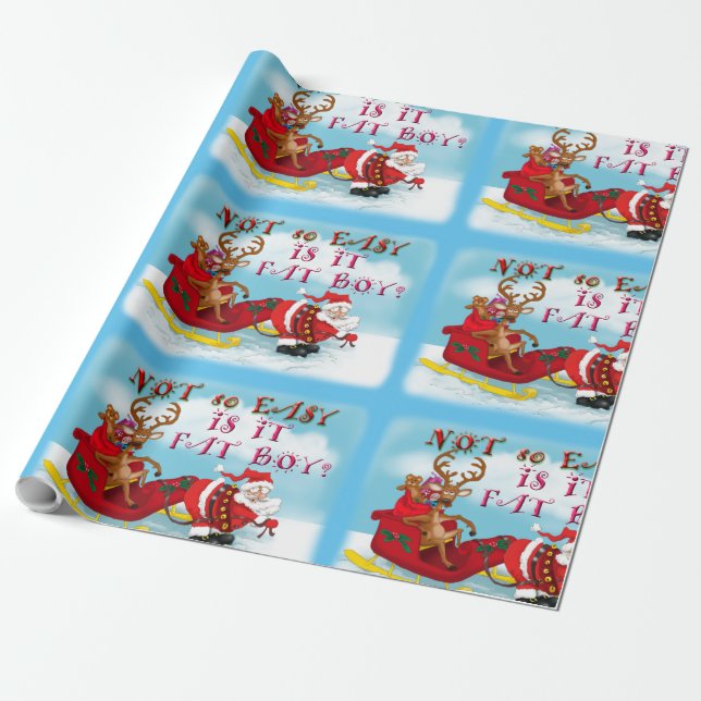 Hilarious Santa Cartoon gift wrap.  Wrapping Paper (Unrolled)