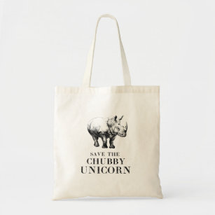 100/% COTONE salvare il Chubby Unicorni-Rhino Eco Tote Shopping Bag 150GSM 5oz