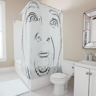 Hilarious Screaming Face Print Shower Curtain