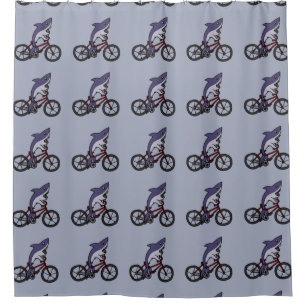 Hilarious Shark Riding Bicycle Art Shower Curtain