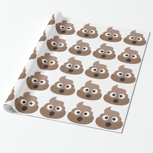 Hilarious shocked Emoji Poop Wrapping Paper (Unrolled)