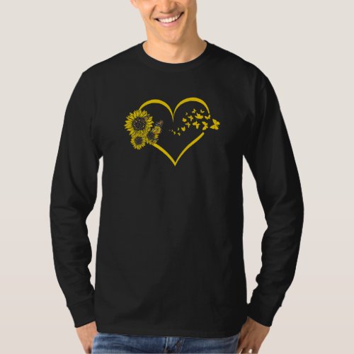Hilarious Sunflower Heart Butterflies Bohemian Ent T_Shirt