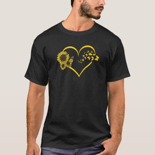 Hilarious Sunflower Heart Butterflies Bohemian Ent T_Shirt