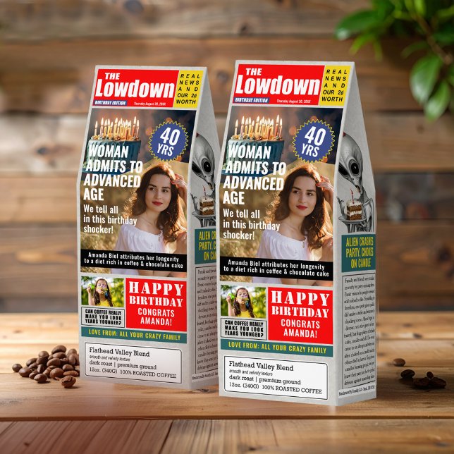 Hilarious Tabloid Any Age Birthday Photo ID1137 Roasted Coffee (Creator Uploaded)