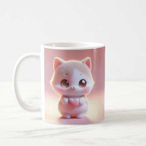 Hilarious Valentine Kitty Cat 3D Look Front  Back Coffee Mug