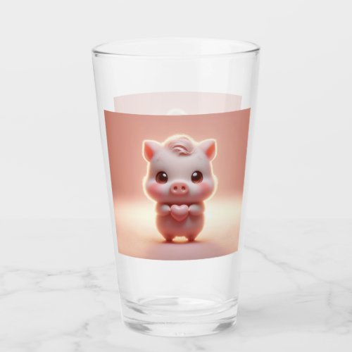 Hilarious Valentine Pig 3D Look Front  Back Glass