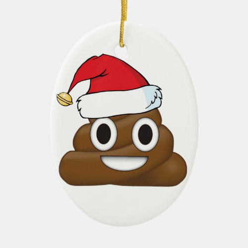 Hilarious Xmas Poop Emoji Ceramic Ornament
