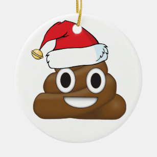 Hilarious Xmas Poop Emoji Ceramic Ornament