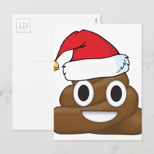 Hilarious Xmas Poop Emoji Holiday Postcard | Zazzle