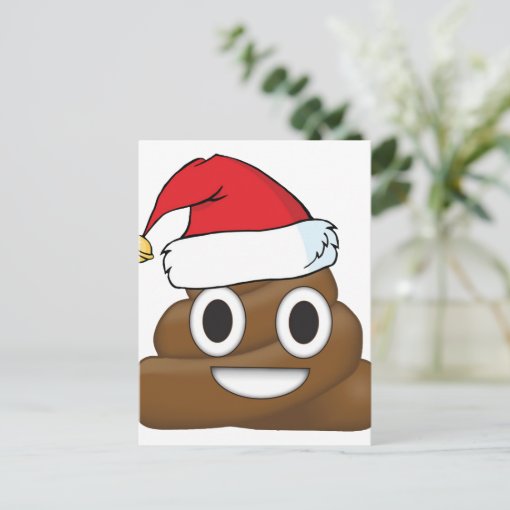 Hilarious Xmas Poop Emoji Holiday Postcard | Zazzle