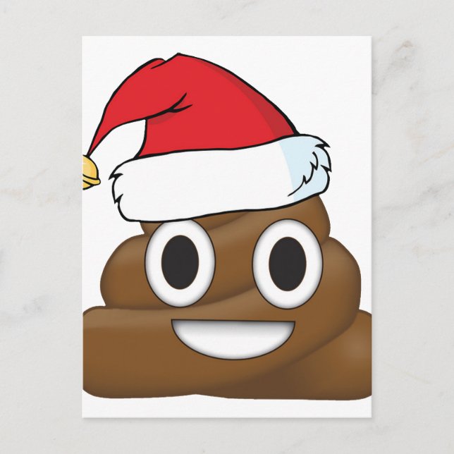 Hilarious Xmas Poop Emoji Holiday Postcard (Front)