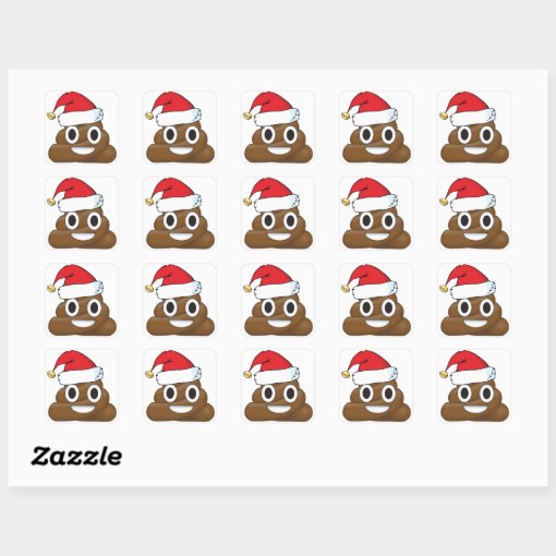 Hilarious Xmas Poop Emoji Square Sticker | Zazzle