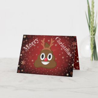 Hilarious Xmas Poop Reindeer Santa Emoji Holiday Card