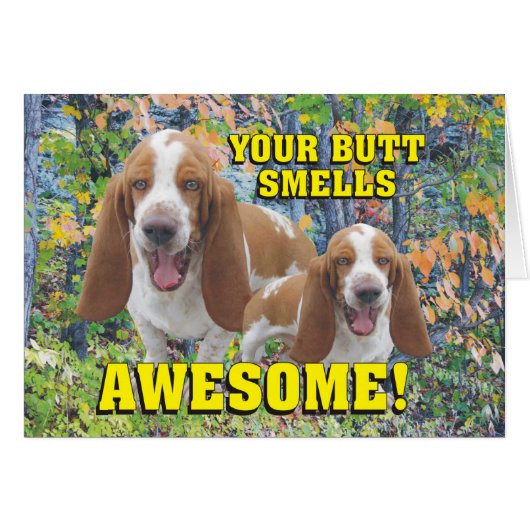 Hilarious Your Butt Smells Awesome Laughing Dogs Cards (Front Horizontal)