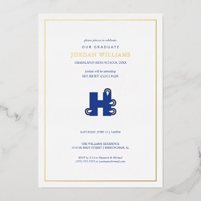 Hilbert College Graduation Foil Invitation (Front)