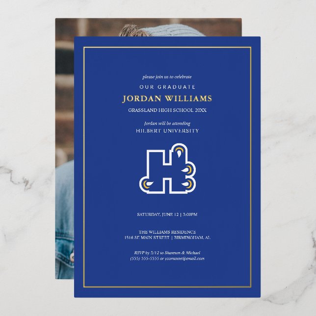 Hilbert College H Foil Invitation (Front/Back)